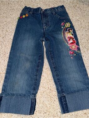 Vintage Disney Princess Jeans Girls Size 6 Embroidered Ariel Jasmine Aurora Y2K